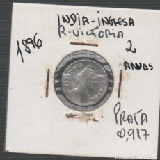 Monedas antiguas de Asia: FILA MOEDA INDIA BRITANICA VICTORIA 1896 2 ANNAS PRATA CIRCULADA