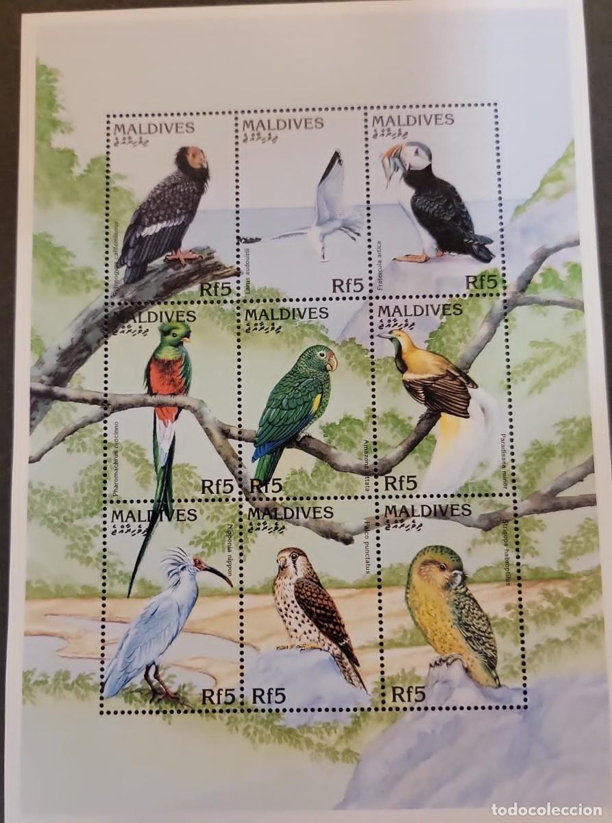 Monnaies anciennes d'Asie: SD)1997, MALDIVES, BIRDS, CALIFORNIA CONDOR, AUDOUIN'S GULL, PUFFIN, QUETZAL, PUERTO RICAN PARAROT,
