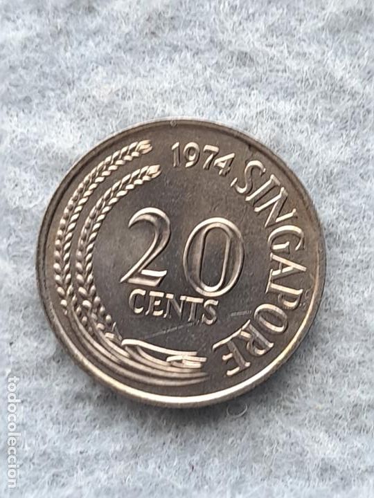 Monedas antiguas de Asia: Singapur. 20 C&eacute;ntimos. A&ntilde;o 1974 - Foto 2