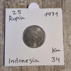 Monedas antiguas de Asia: MONEDA DE INDONESIA 1971 - 25 RUPIA - MONEDA ENCARTONADA