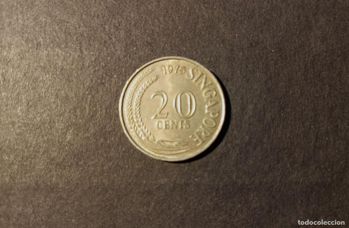 Monedas antiguas de Asia: Moneda Singapur. 20 centavos 1975 . - Foto 2