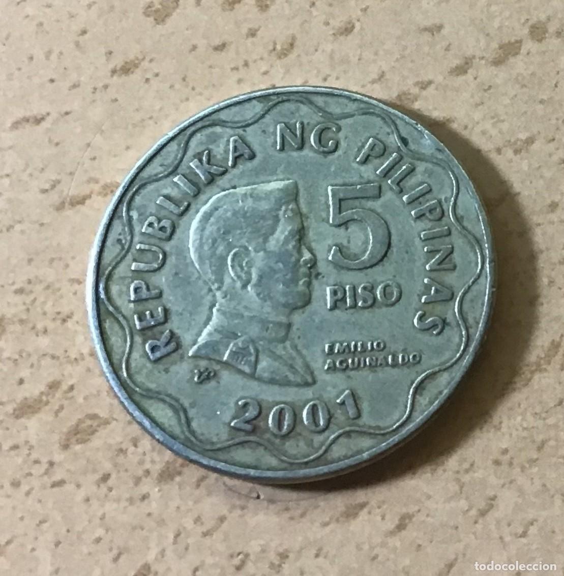 Monedas antiguas de Asia: 5 piso de Filipinas. A&ntilde;o 2001