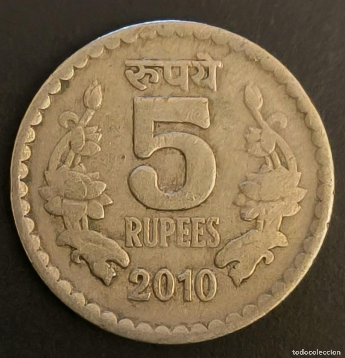 Monedas antiguas de Asia: India 5 rupias, 2010 - Foto 1