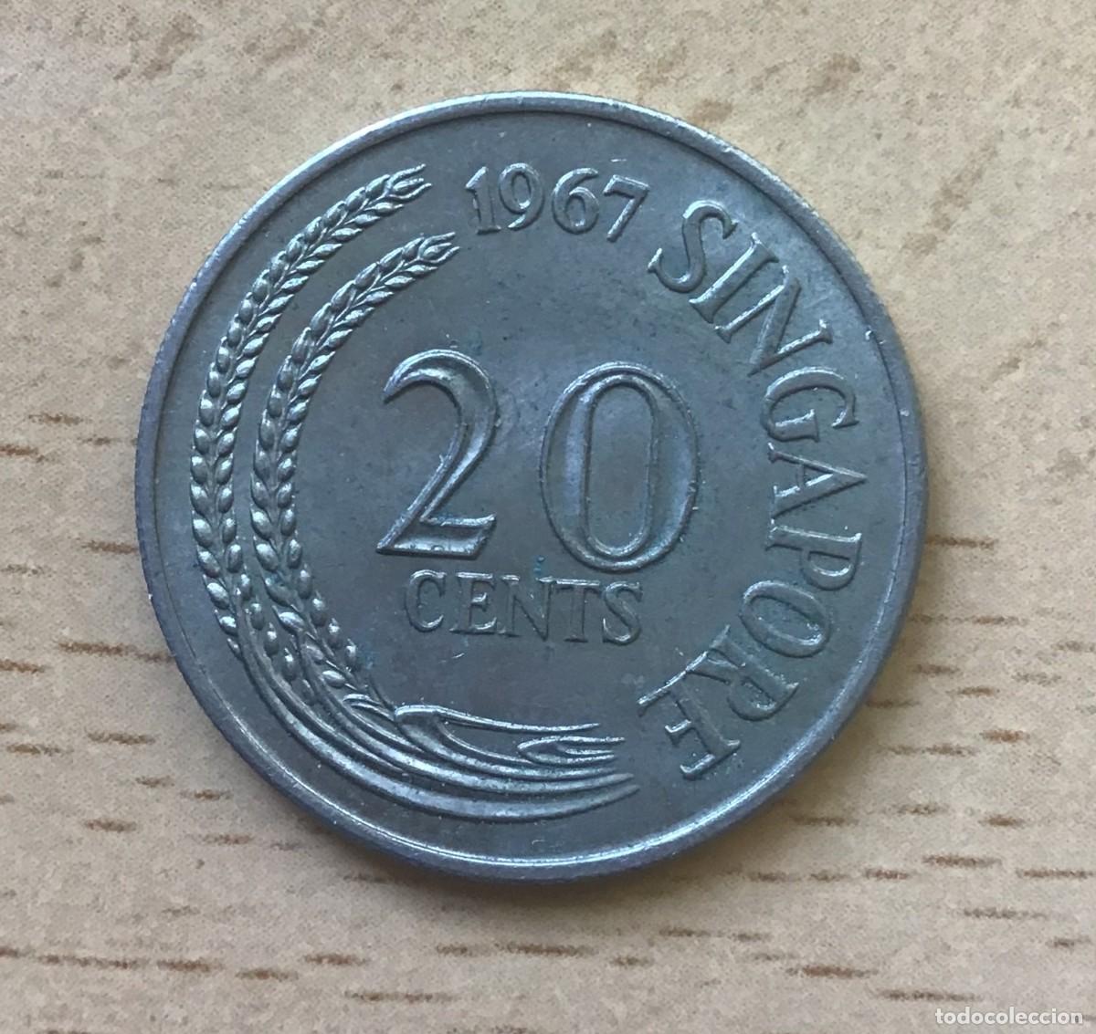 Monedas antiguas de Asia: 20 centavos de Singapur. A&ntilde;o 1967 - Foto 1