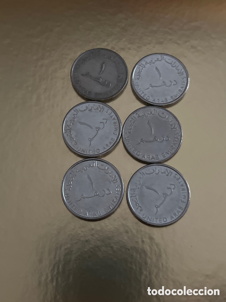 Monedas antiguas de Asia: Emiratos &Aacute;rabes . 6 monedas de 1 d&iacute;rham - Foto 2