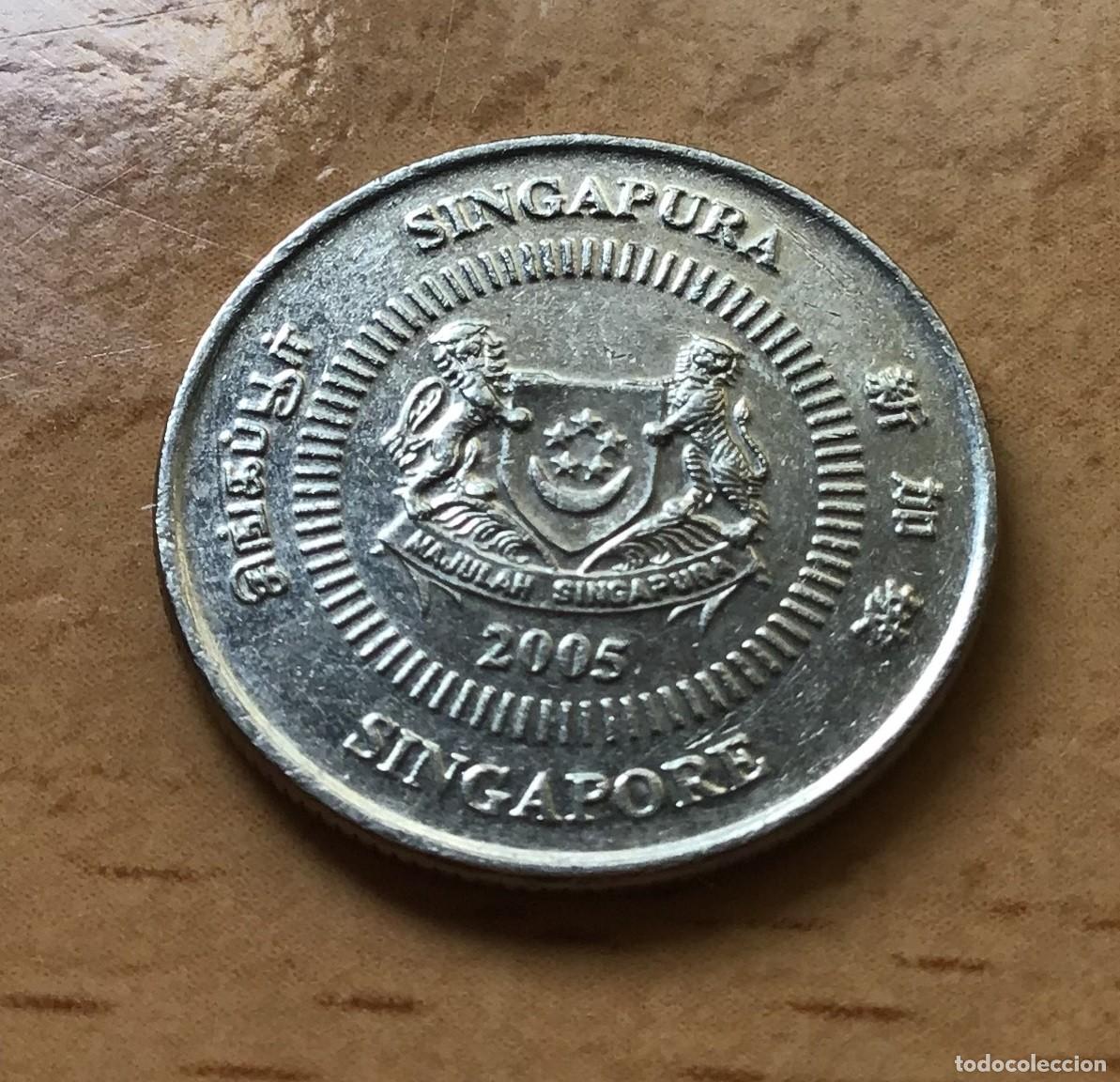 Monedas antiguas de Asia: 10 centavos de Singapur. A&ntilde;o 2005 - Foto 2