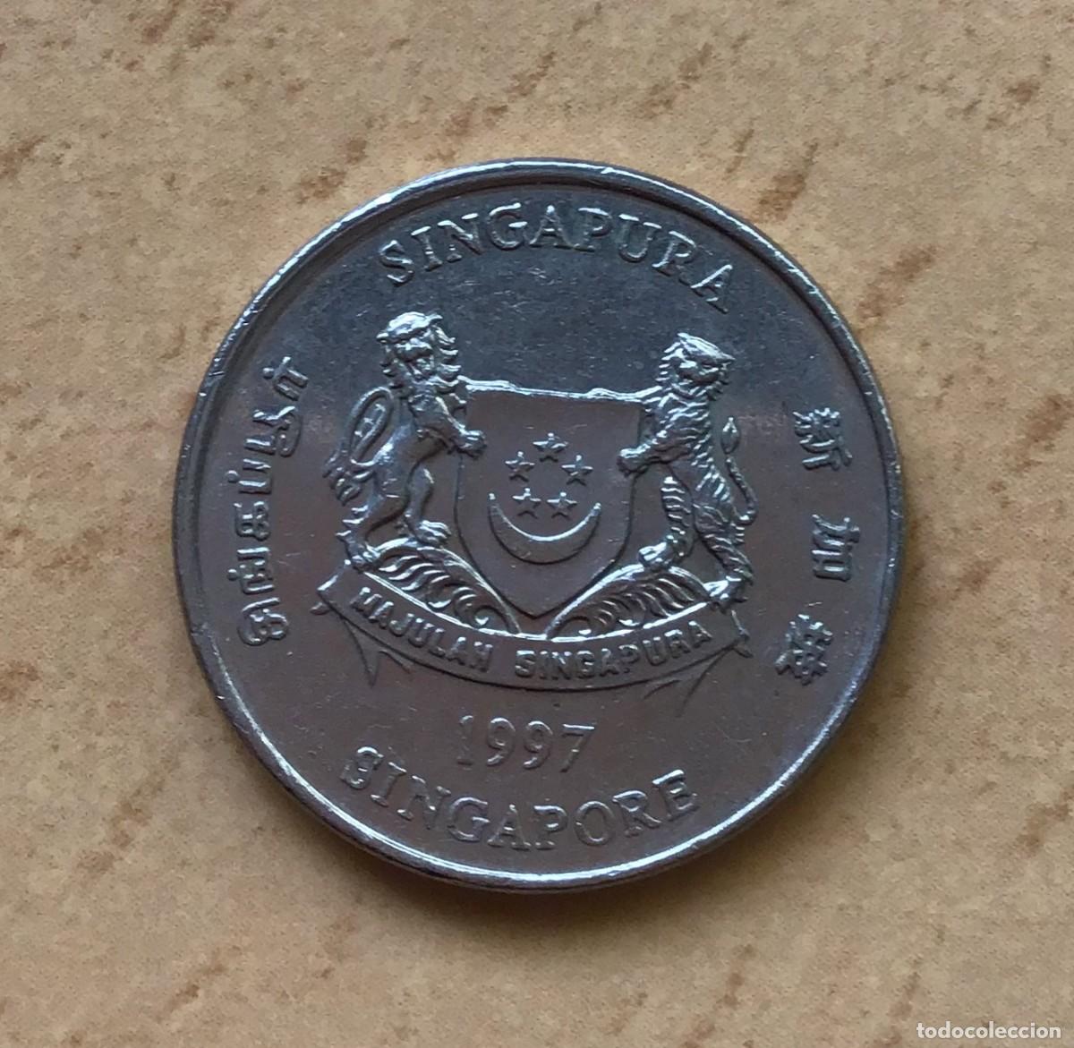 Monedas antiguas de Asia: 20 centavos de Singapur. A&ntilde;o 1997 - Foto 2