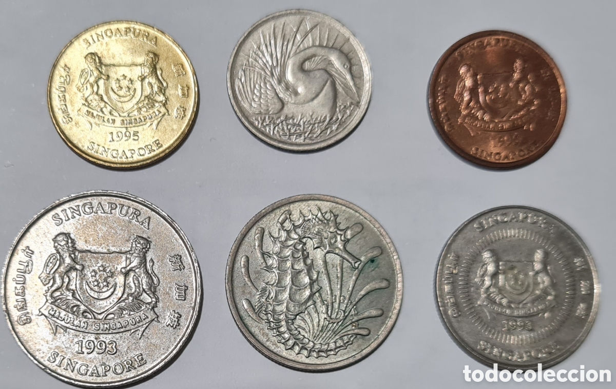 Monedas antiguas de Asia: 6 Monedas Singapur,MBC+. - Foto 1