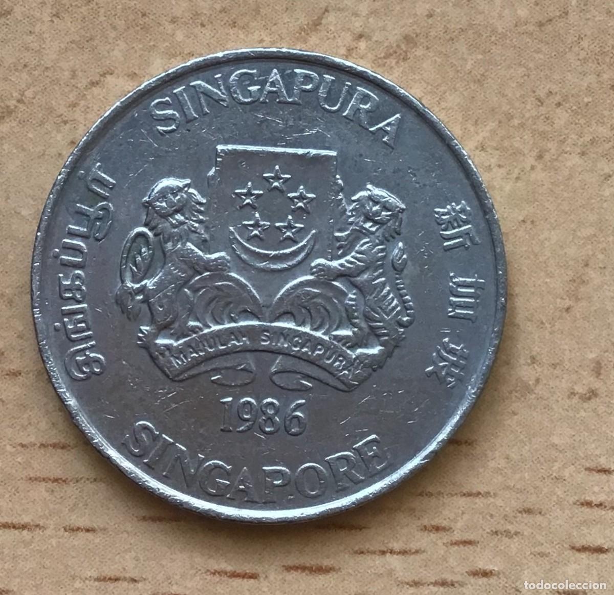 Monedas antiguas de Asia: 20 centavos de Singapur. A&ntilde;o 1986 - Foto 2
