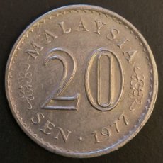Monedas antiguas de Asia: MALASIA 20 SEN, 1977
