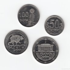 Monedas antiguas de Asia: UZBEQUISTÁN LOTE 4 MONEDAS 500 - 200 - 100 Y 50 S0'M 2018 KM#36 A 39 UZBEKISTAN