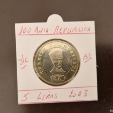 Monedas antiguas de Asia: TURQUIA(TURKIA) 5 LIRAS 2023 S/C (BIMETALICA)100 ANIV.REPUBLICA