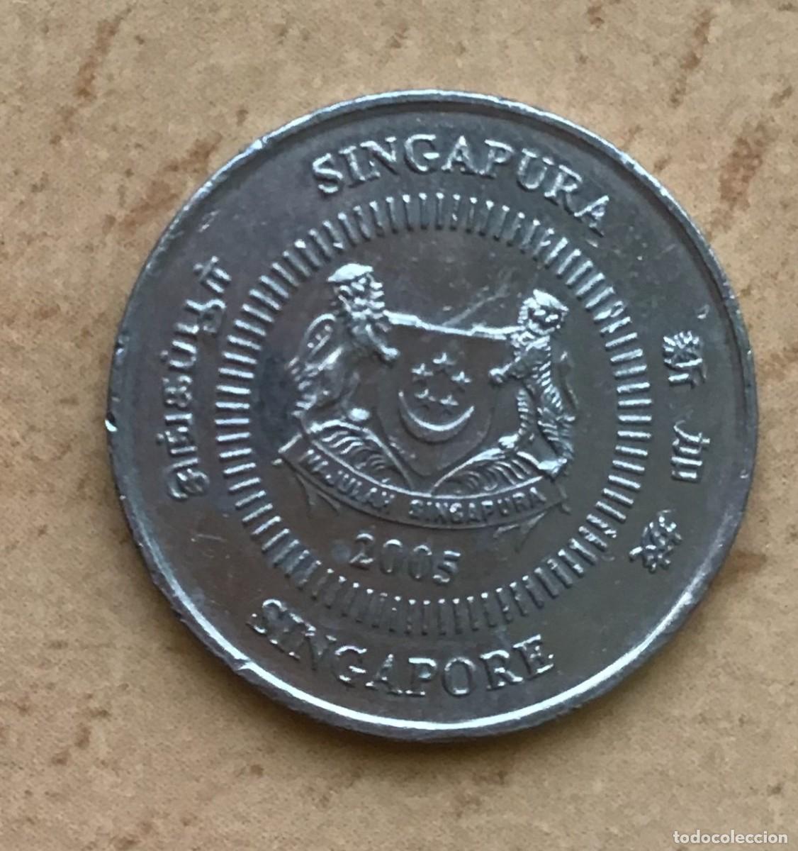 Monedas antiguas de Asia: 10 centavos de Singapur. A&ntilde;o 2005 - Foto 2