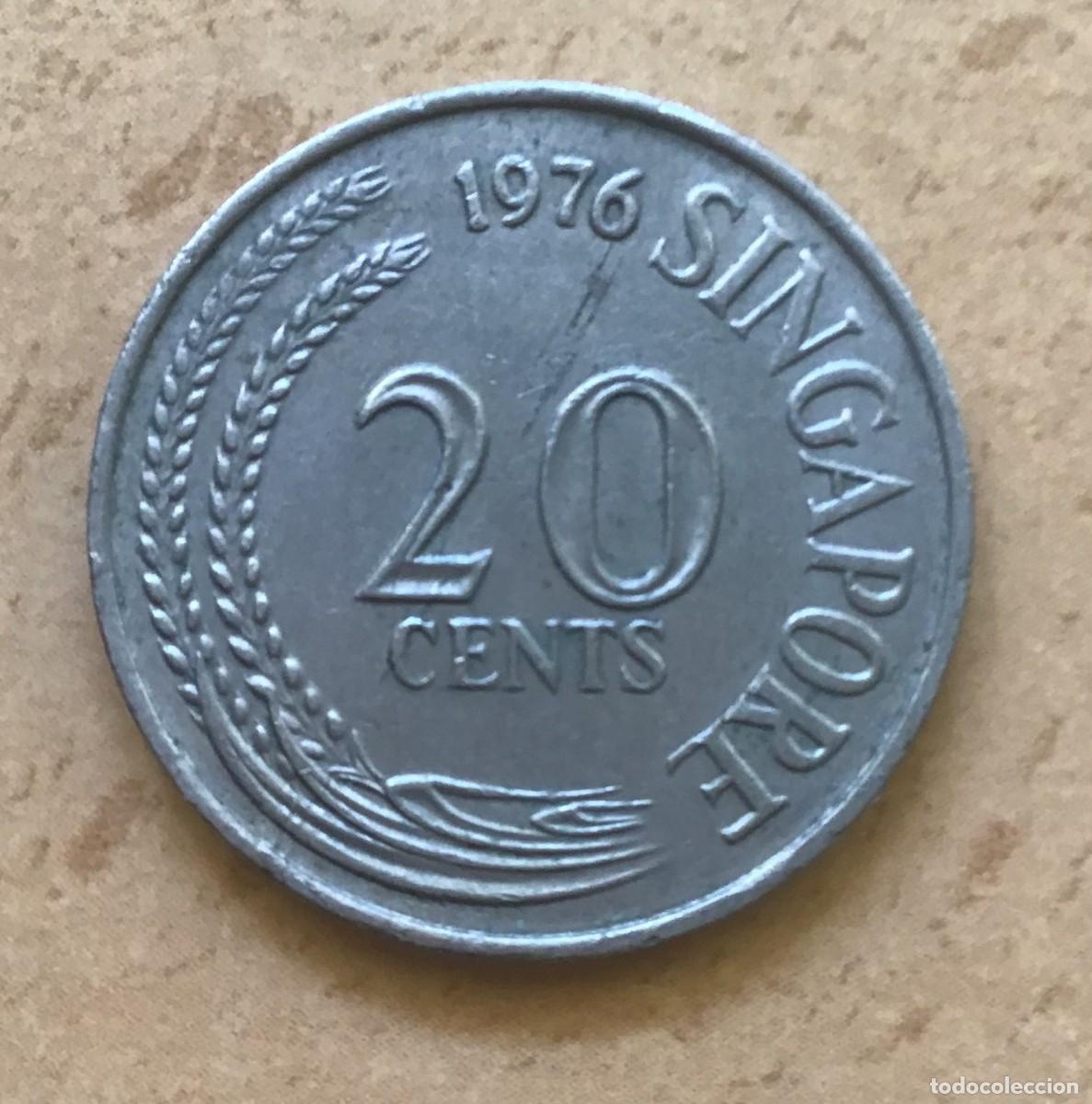 Monedas antiguas de Asia: 20 centavos de Singapur. A&ntilde;o 1976 - Foto 1