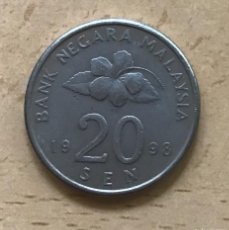Monedas antiguas de Asia: 20 SEN DE MALASIA. AÑO 1998