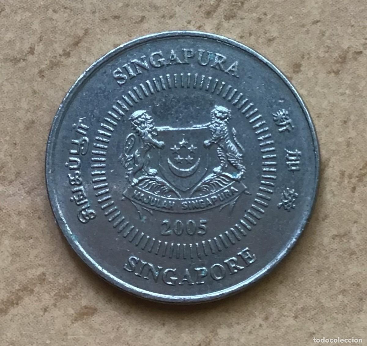 Monedas antiguas de Asia: 10 centavos de Singapur. A&ntilde;o 2005 - Foto 2