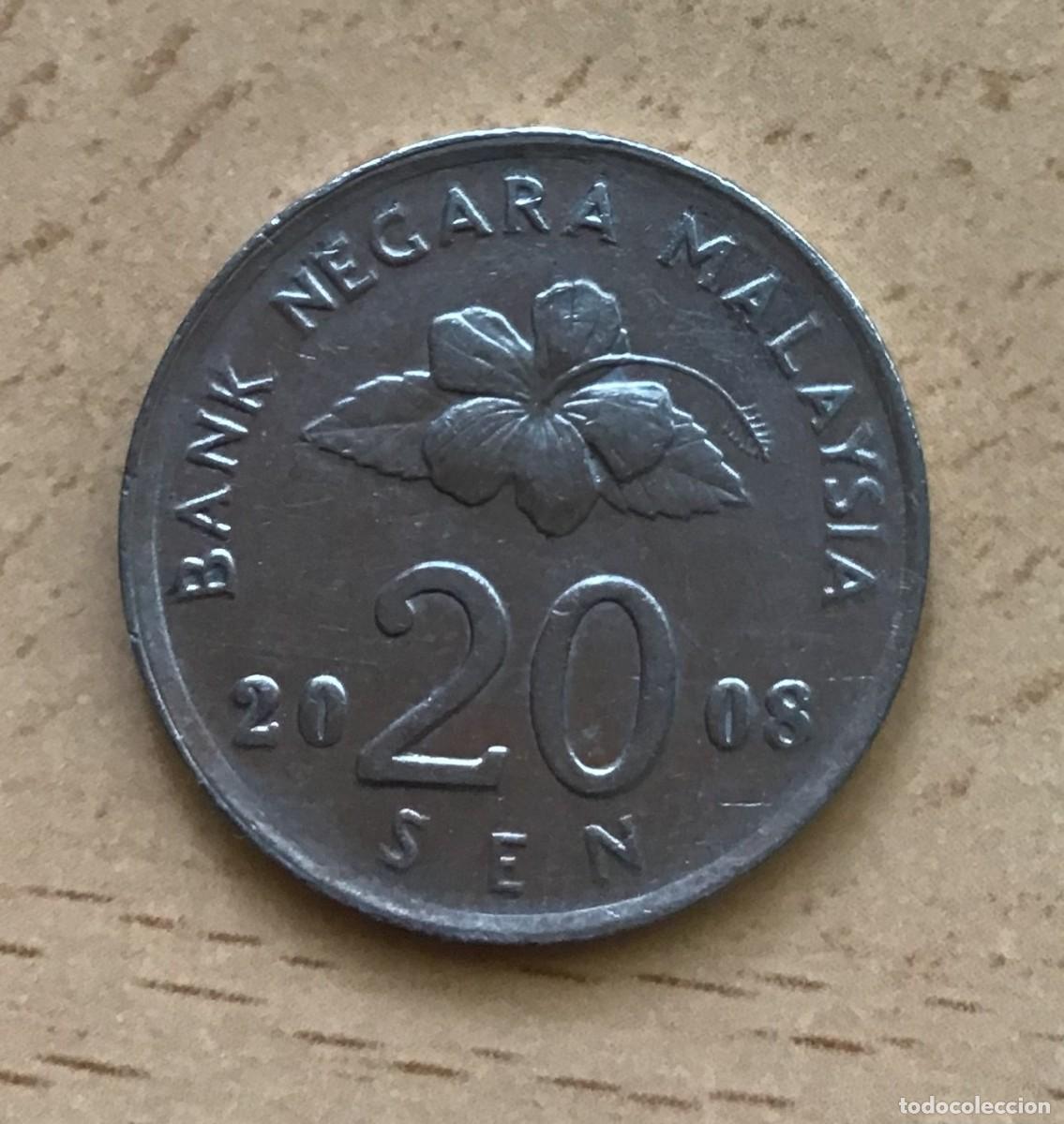 Monedas antiguas de Asia: 20 sen de Malasia. A&ntilde;o 2008