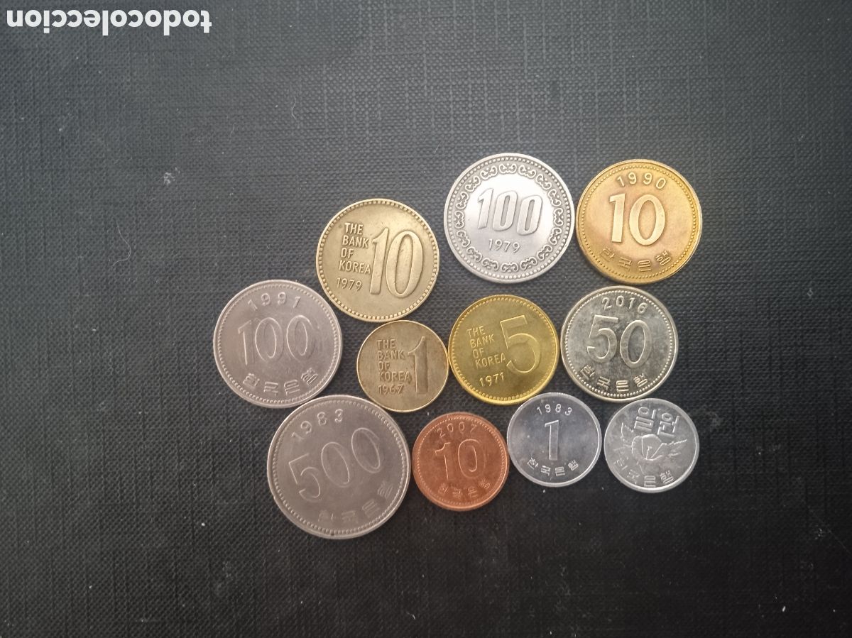 Monedas antiguas de Asia: Conjunto de 11 monedas de Corea del Sur anyos 60 a 2000 - Foto 2