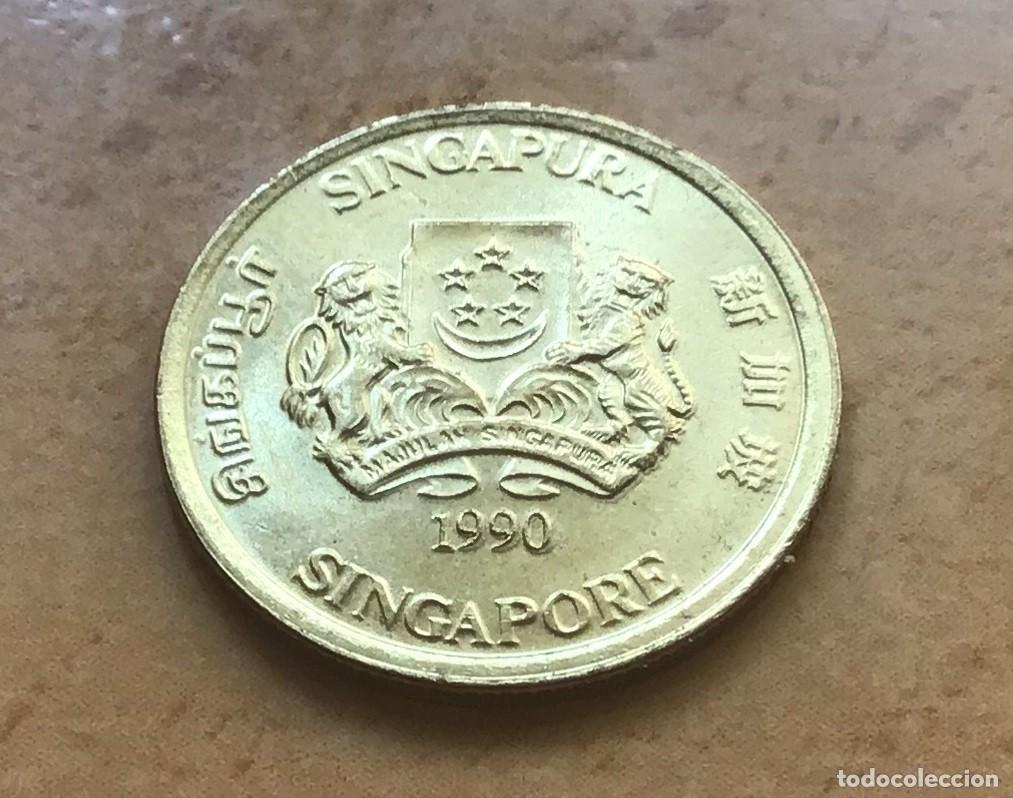 Monedas antiguas de Asia: 5 centavos de Singapur. A&ntilde;o 1990 - Foto 2