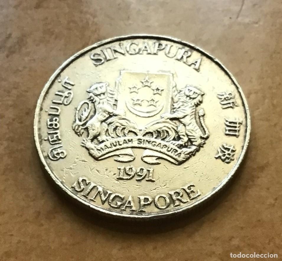 Monedas antiguas de Asia: 20 centavos de Singapur. A&ntilde;o 1991 - Foto 2