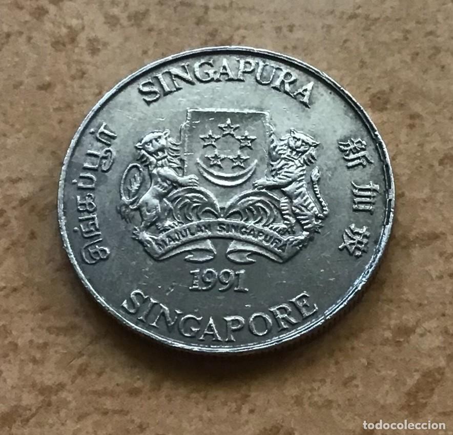 Monedas antiguas de Asia: 20 centavos de Singapur. A&ntilde;o 1991 - Foto 2