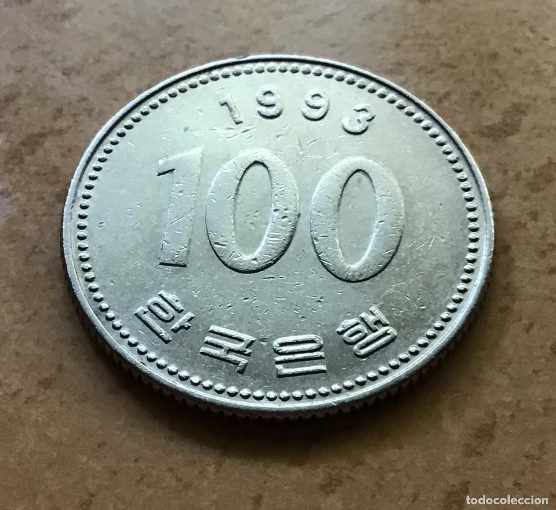 Monedas antiguas de Asia: 100 won de Corea del Sur. A&ntilde;o 1993