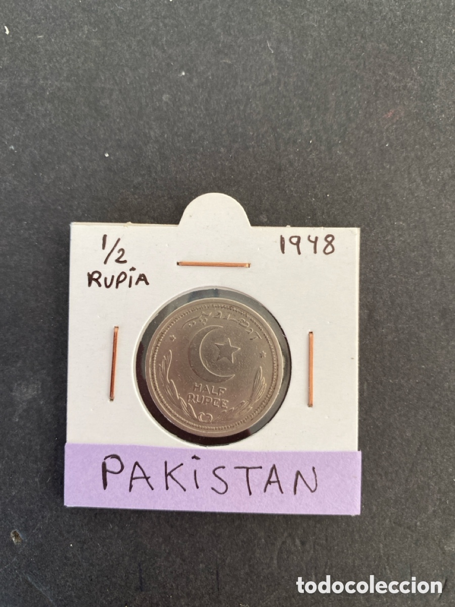 Monedas antiguas de Asia: Moneda de Pakist&aacute;n 1/2 rupia - Foto 1