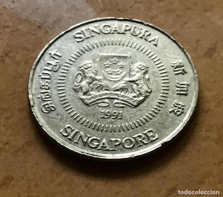 Monedas antiguas de Asia: 10 centavos de Singapur. A&ntilde;o 1991 - Foto 2