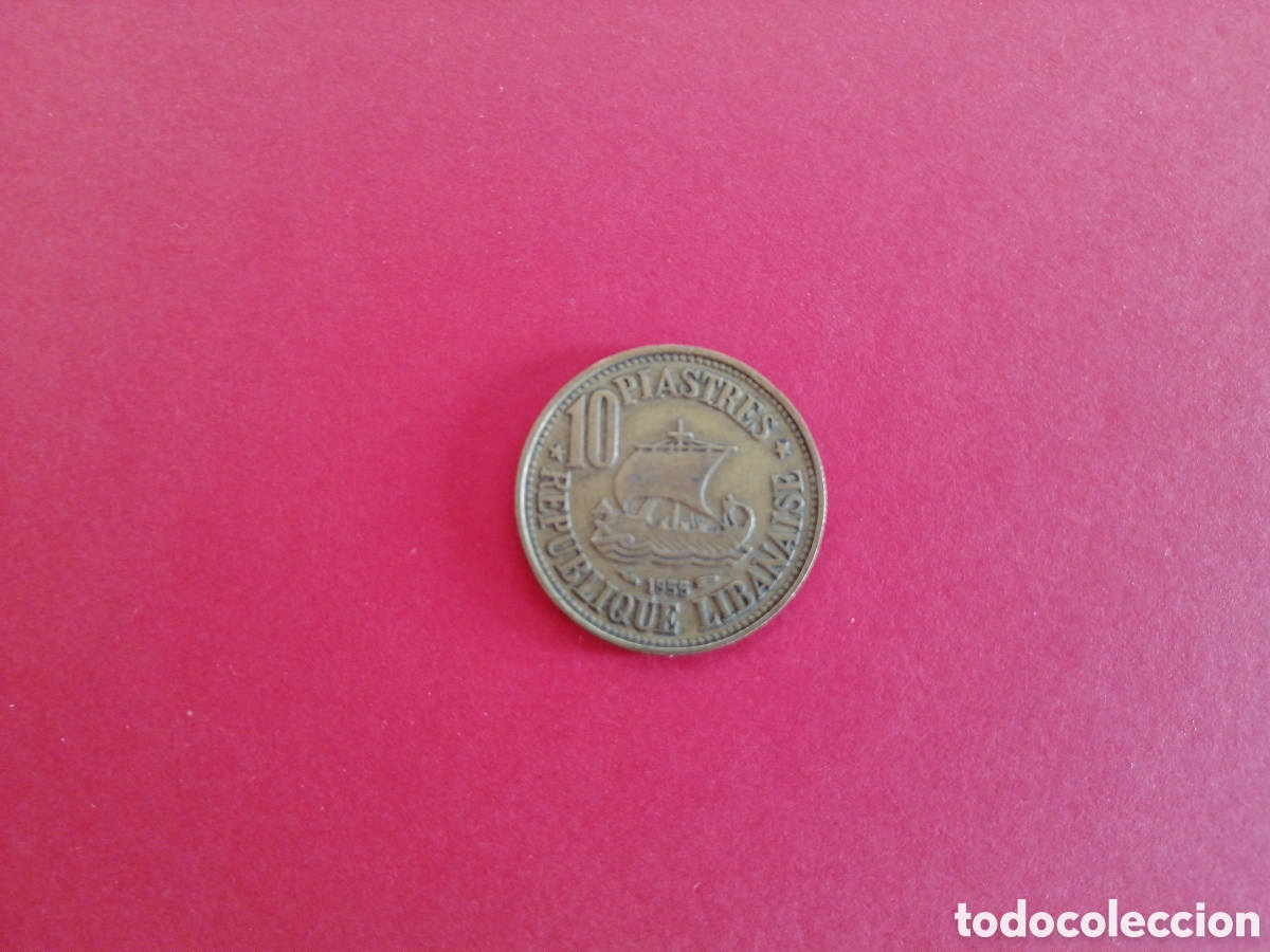 Monedas antiguas de Asia: 10 piastras L&iacute;bano 1955 - Foto 2