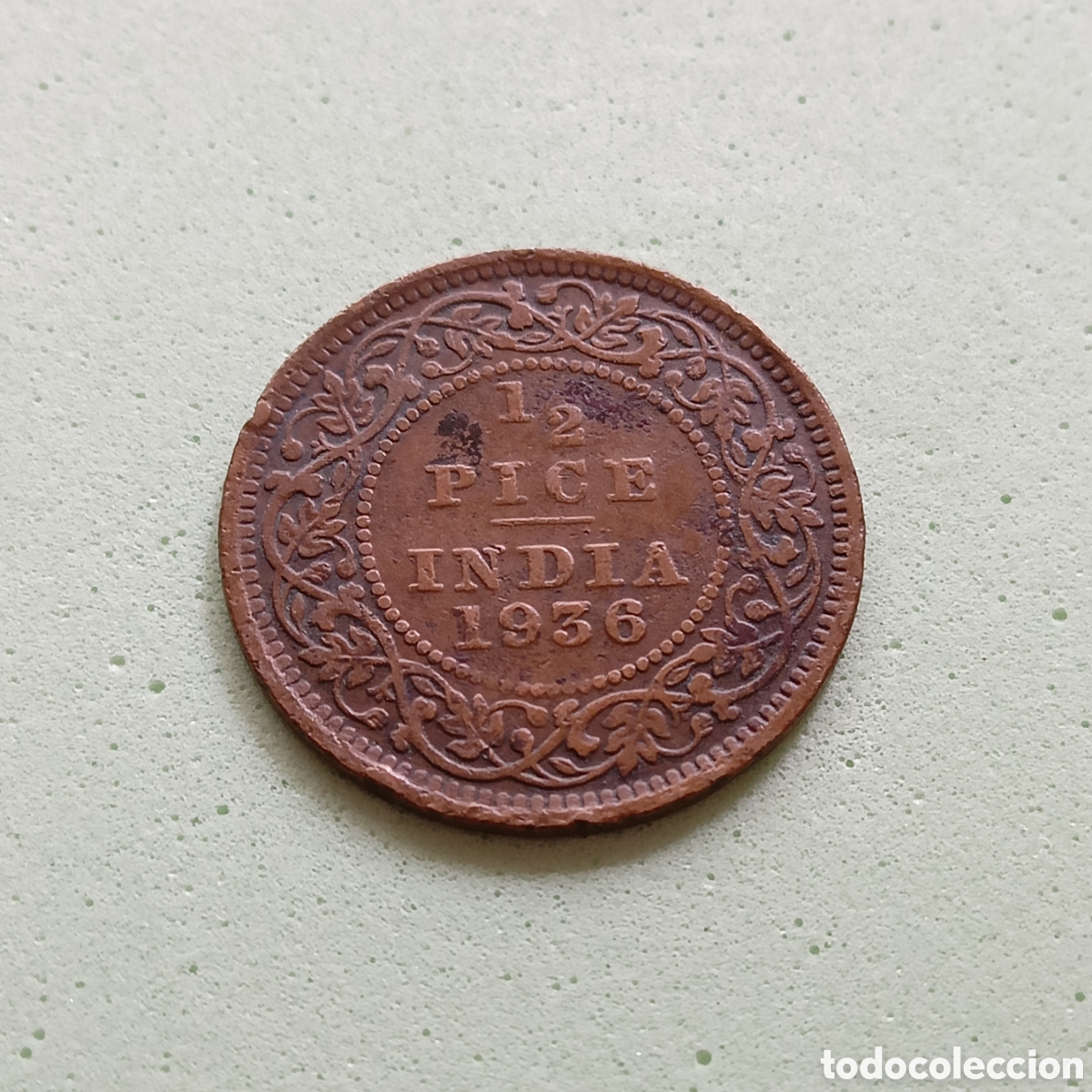 Monedas antiguas de Asia: 1/2 Pice, 1936. India - Foto 1