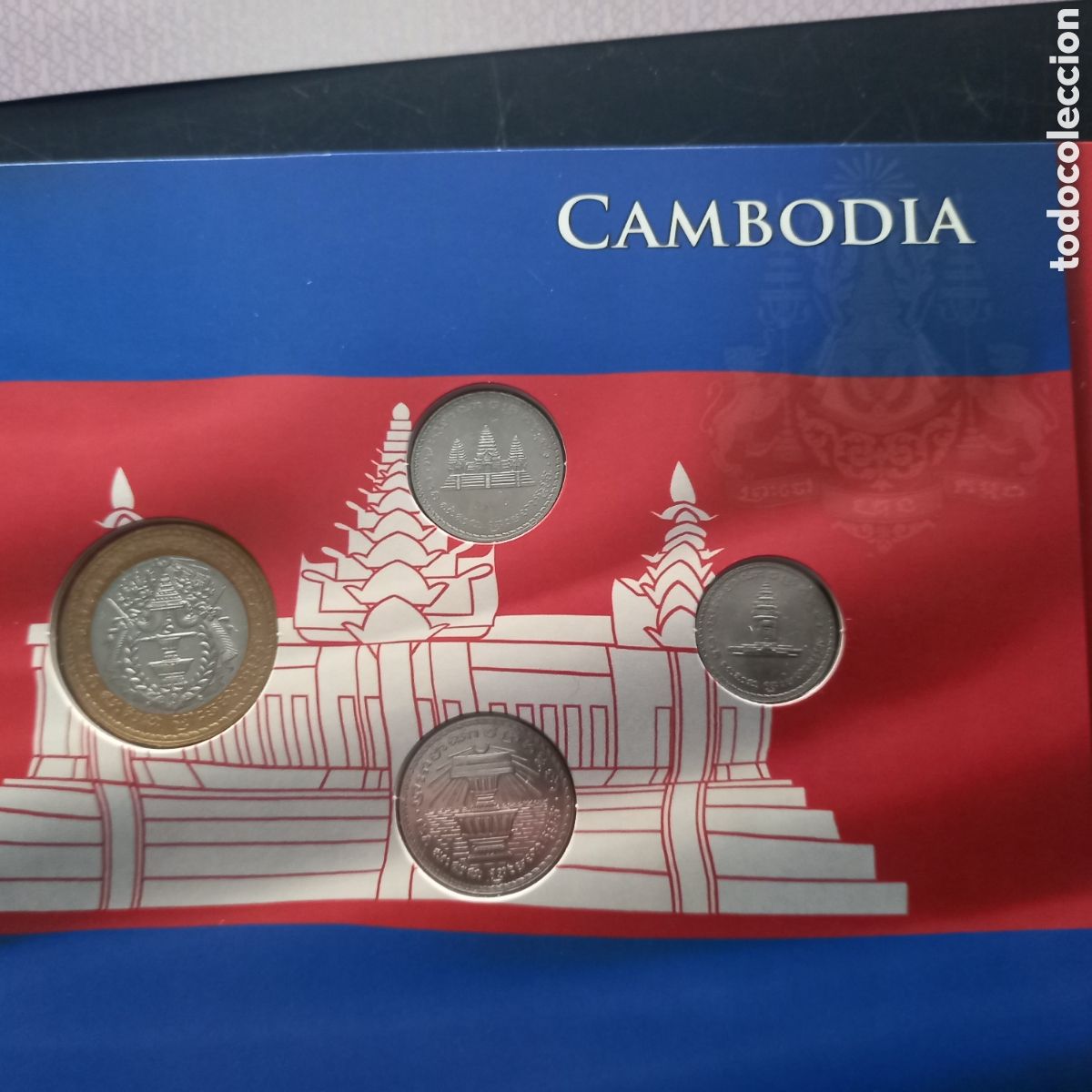 Monedas antiguas de Asia: Camboya monedas en cartera - Foto 2