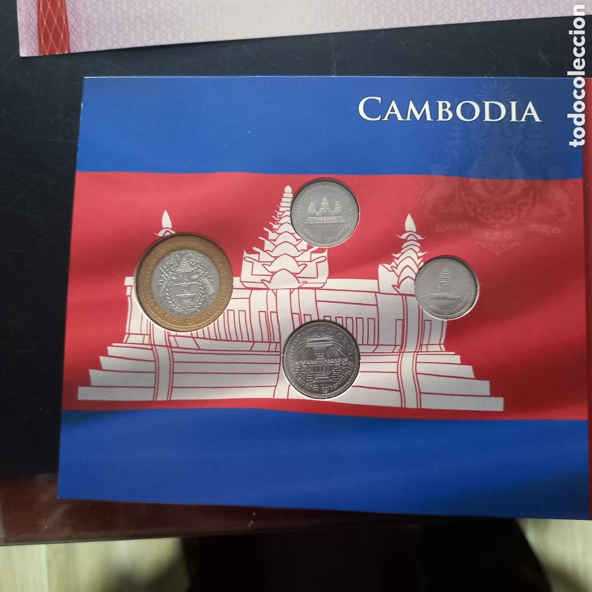 Monedas antiguas de Asia: Camboya monedas en cartera - Foto 1