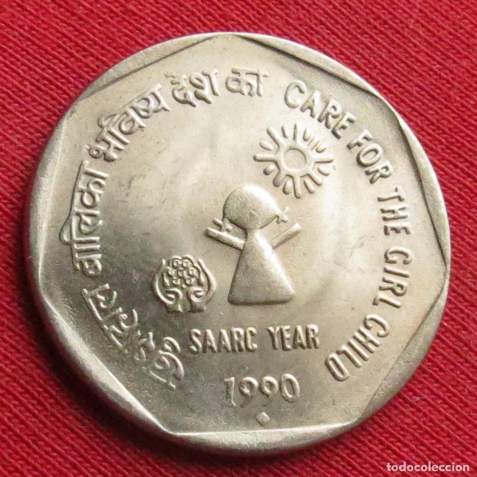 Monedas antiguas de Asia: India 1 rupee 1990 SAARC ano &diams; - Foto 1