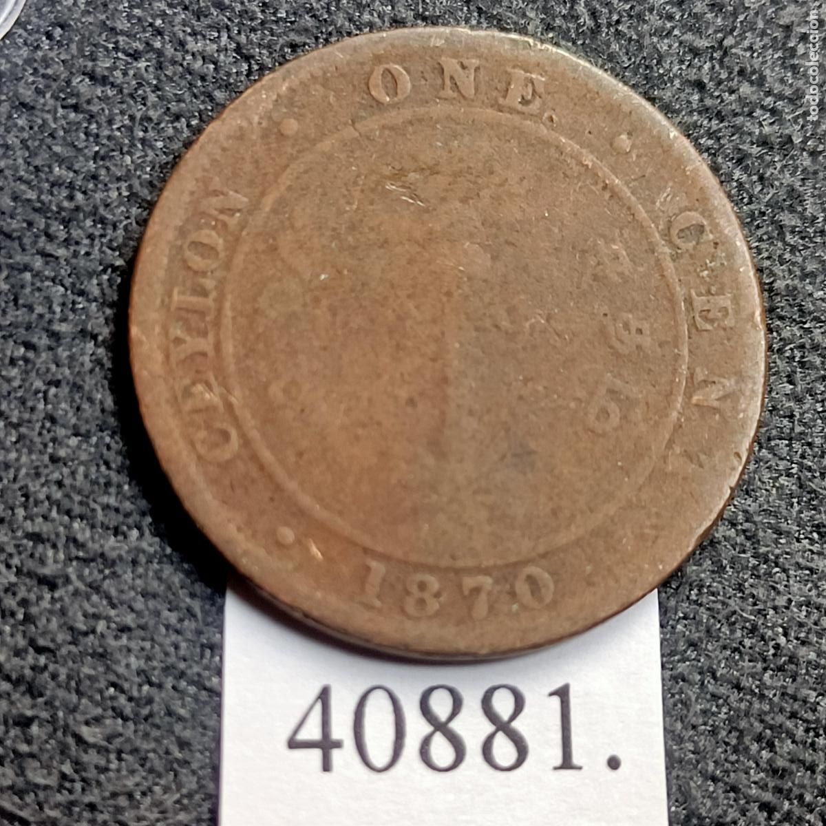 Monedas antiguas de Asia: Ceylan 1 c&eacute;ntimo 1870, hoy Sri Lanka - Foto 2