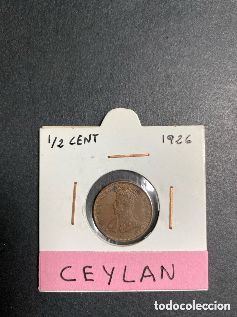 Monedas antiguas de Asia: Moneda de Ceylan 1/2 cent - Foto 1