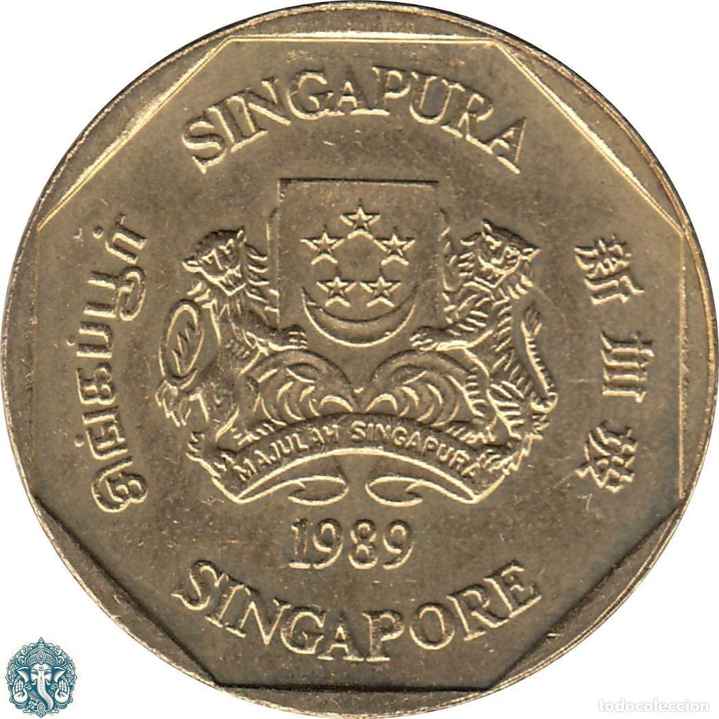Monedas antiguas de Asia: SINGAPUR 1 Dolar 1989 KM#54b canto normal - Foto 2
