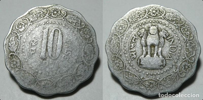 Monedas antiguas de Asia: Moneda de India 10 Paise - Foto 1