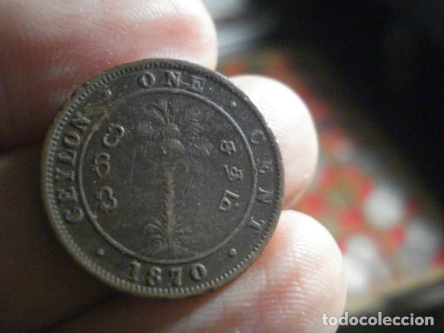 Monedas antiguas de Asia: CEYLAN - UN C&Eacute;NTIMO A&Ntilde;O 1870 - Foto 2