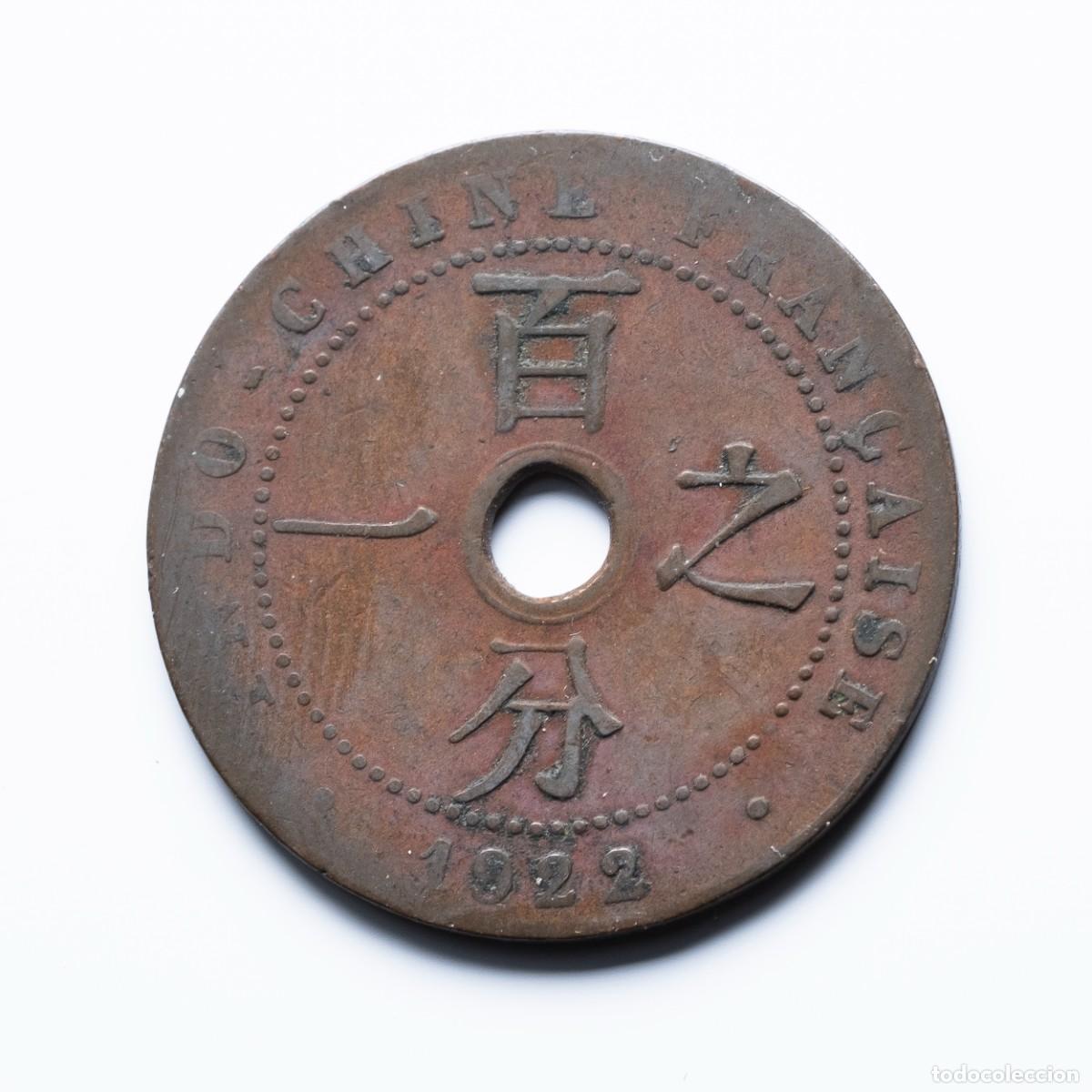 Monedas antiguas de Asia: 1 cent 1922 Indochina Francesa - Foto 2