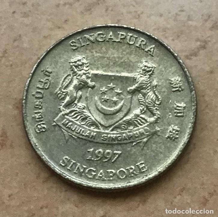 Monedas antiguas de Asia: 5 centavos de Singapur. A&ntilde;o 1997 - Foto 2