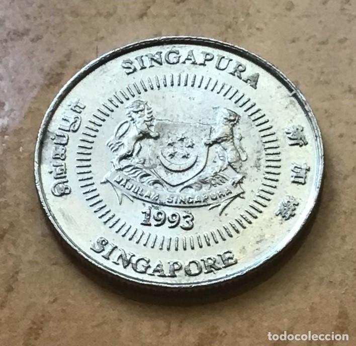 Monedas antiguas de Asia: 10 centavos de Singapur. A&ntilde;o 1993 - Foto 2