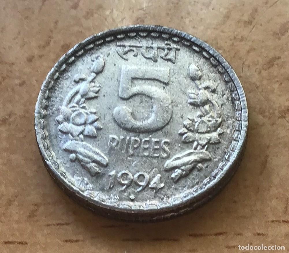 Monedas antiguas de Asia: 5 rupias de India. A&ntilde;o 1994 - Foto 1