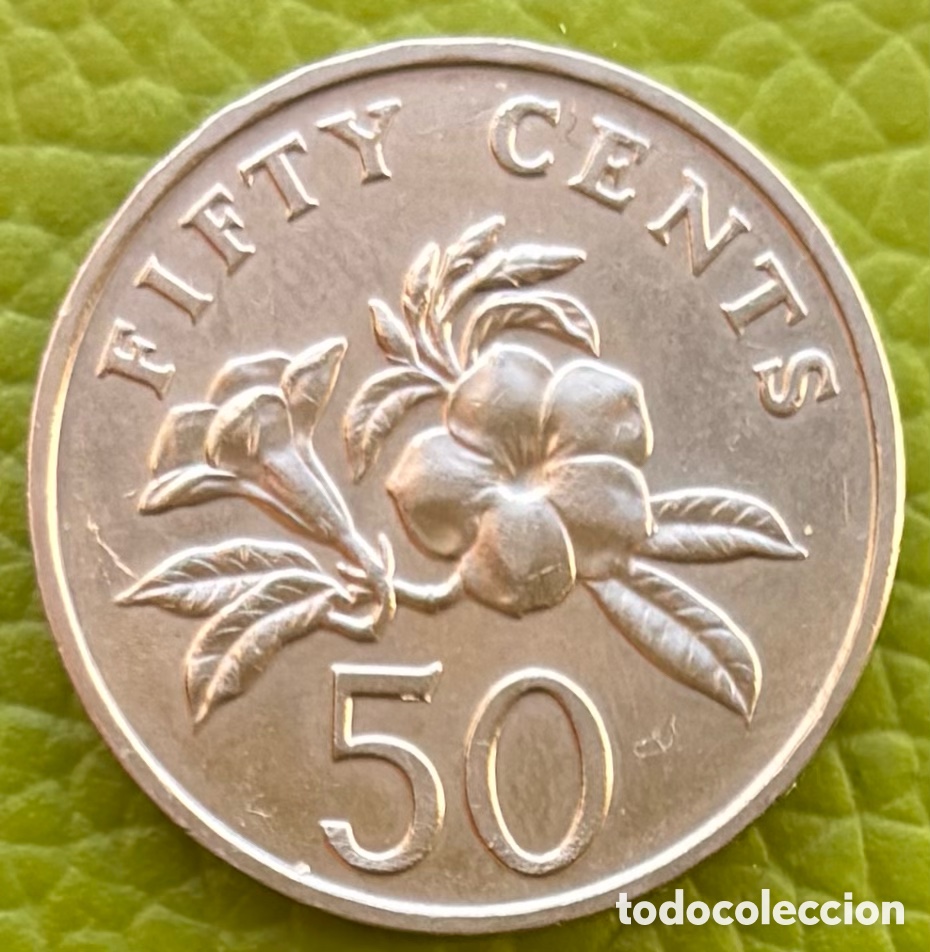 Monedas antiguas de Asia: SINGAPUR. 50 CENTAVOS DE D&Oacute;LAR. 1990. - Foto 2