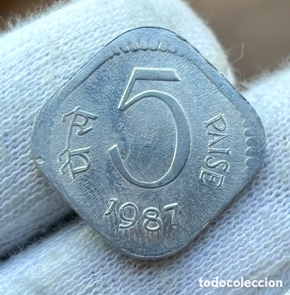 Monedas antiguas de Asia: Moneda INDIA 5 Paise 1987 - Foto 2