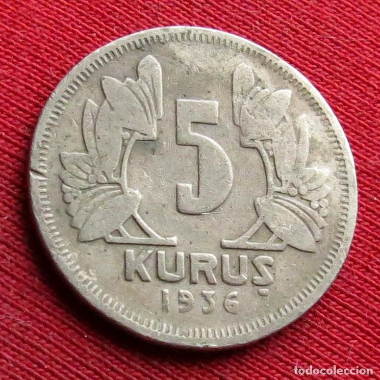 Monedas antiguas de Asia: TURQU&Iacute;A 5 kurus 1936 - Foto 1