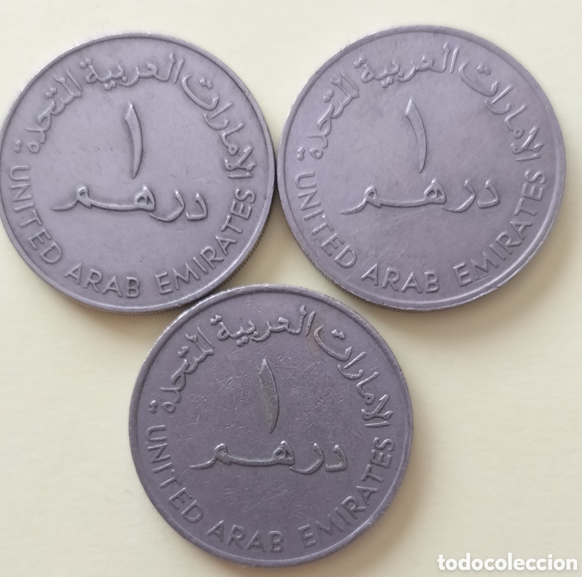 Monedas antiguas de Asia: Lote 3 monedas 1 Dirham EAU - Foto 2