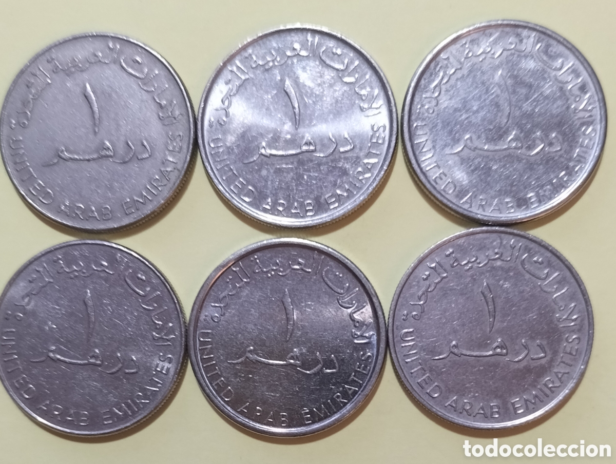 Monedas antiguas de Asia: Lote 6 monedas distintas 1 Dirham EAU - Foto 2