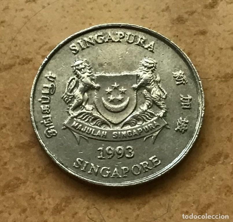 Monedas antiguas de Asia: 20 centavos de Singapur. A&ntilde;o 1993 - Foto 2