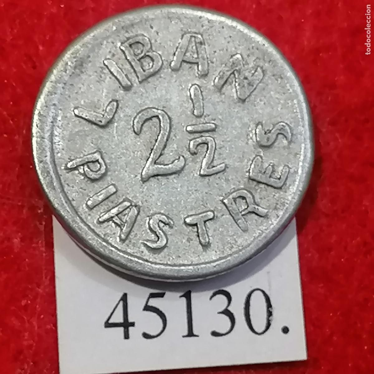 Monedas antiguas de Asia: L&iacute;bano, protectorado franc&eacute;s, 2 &frac12; piastras 1941 - Foto 2