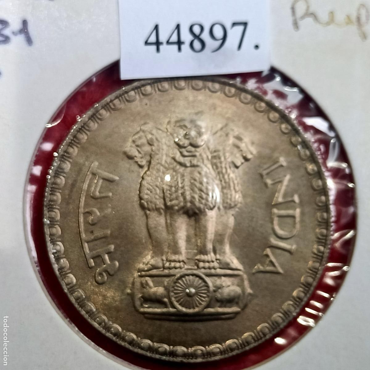 Monedas antiguas de Asia: India 1 rupia 1981 B - Foto 2